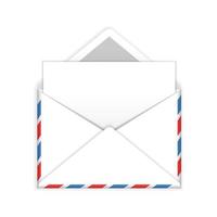 Open envelope with blank sheet of paper flat icon vector