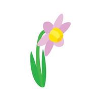 Pink flower icon, isometric 3d style vector