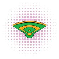 Baseball field icon, comics style vector