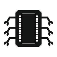 microchip negro simple icono vector