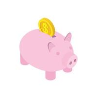 Piggy bank icon, isometric 3d style vector