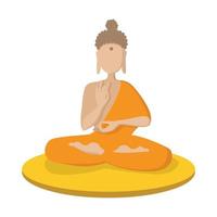 un monje meditando en el icono de posición de loto vector