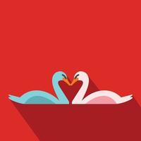 Couple of swans flat icon vector