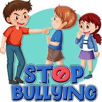 Stop Bullying text with cartoon character vector