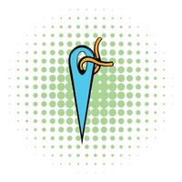 Needle with thread icon, comics style vector