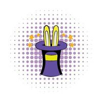 Rabbit in the hat comics icon vector