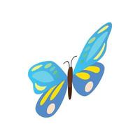Blue butterfly icon, isometric 3d style vector