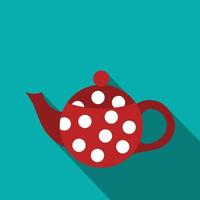 Red spotty teapot icon, flat style vector