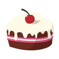 pastel de chocolate con icono de dibujos animados de cereza vector