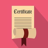 icono de certificado en estilo plano vector