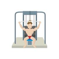 Naked man training shoulder press icon vector