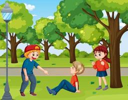 School bullying with student cartoon characters vector