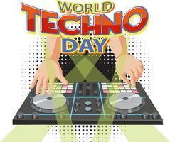 World techno day text banner design vector