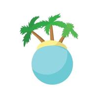 isla con icono de palmeras, estilo de dibujos animados vector