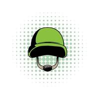 Army helmet comics icon vector