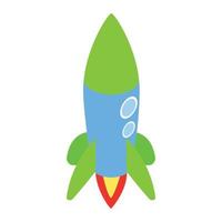 Blue rocket icon, isometric 3d style vector