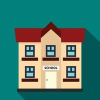 School building icon, flat style vector