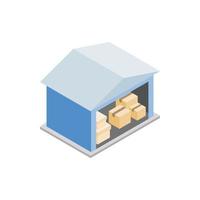 Warehouse with open door icon, isometric 3d style vector