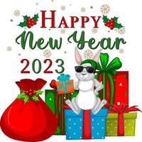 Happy New Year Banner Design with Cute Rabbit vector