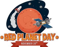 Red planet day poster template vector