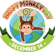 Monkey day text for banner or poster design vector