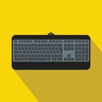 Black computer keyboard icon, flat style vector