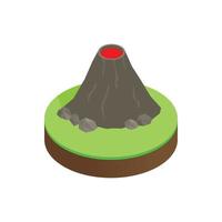 Volcano erupting isometric 3d icon vector