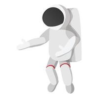 astronauta en icono de dibujos animados de traje espacial vector