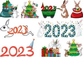 Set of 2023 new year element icon vector