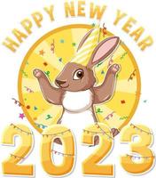 Happy New Year text with cute rabbit for banner design vector