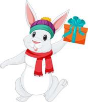 Cute white rabbit cartoon character vector