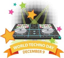 World techno day text banner design vector