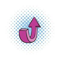 Purple up arrow icon, comics style vector