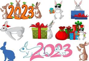 Set of 2023 new year element icon vector