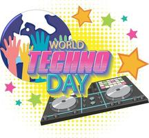 World techno day text banner design vector