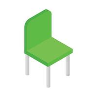 icono 3d isométrico de silla simple verde vector