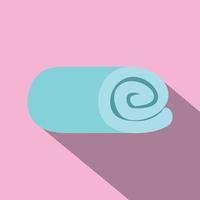 A blue towel rolled up flat icon vector