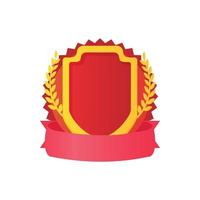 Red shield with ribbon and laurel icon vector
