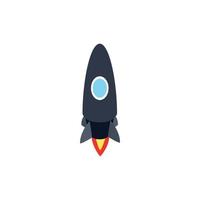Black rocket icon, isometric 3d style vector