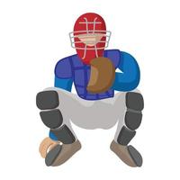 icono de dibujos animados de catcher de béisbol vector