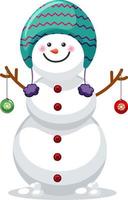 Cute snowman wearing hat vector