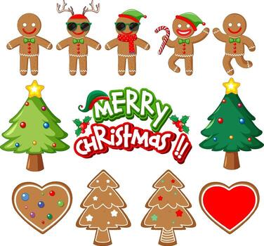 Set of Christmas elements and objects vector