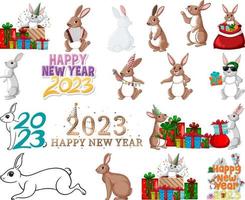 Set of 2023 new year element icon vector