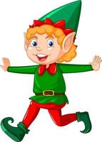 Cute kid wearing elf costume cartoon vector