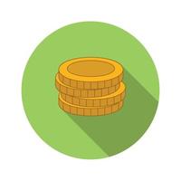 pila de monedas icono plano vector