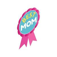 Ribbon rosette with the text Best Mom icon vector