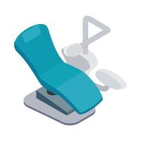 Blue dentist chair icon, isometric 3d style vector