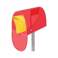 buzón rojo con icono de correo, estilo de dibujos animados vector
