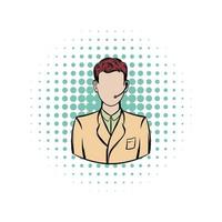 Man with headset comics icon vector