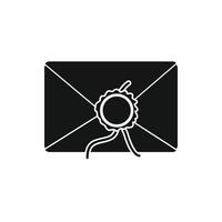Envelope with wax seal icon, simple style vector